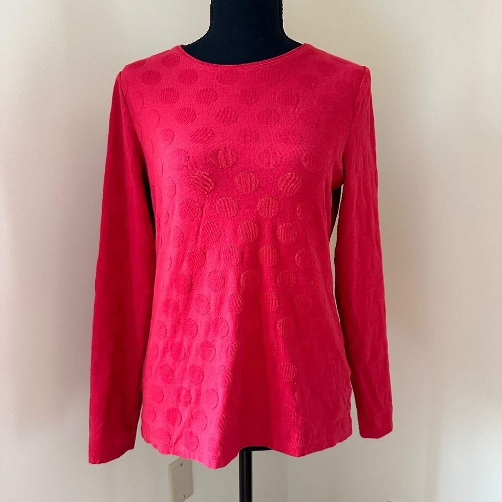 *TALBOTS* Red Polka Dot Long Sleeve "The Talbots Tee" Tie Small